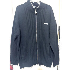 SouthPole Full Zip Sweater Black mens XL cardigan Streetwear VTG Y2K south pole